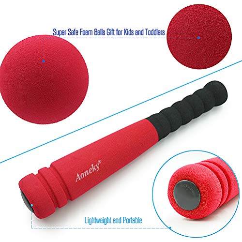 Aoneky Min Foam Baseball Bat and Ball for Toddler - Indoor Soft Super Safe T Ball Bat Toys Set for Kids Age 1 Years Old, Best Gift for Children, 11.8 inch (Red) - Image 5