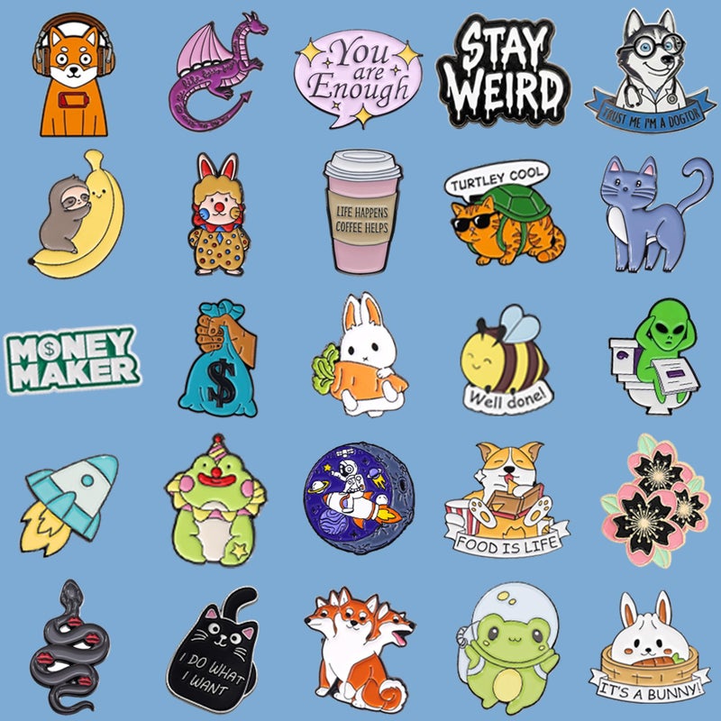 SINCCO 20/40/50 PCS Cute Enamel Pins Bulk, Funny Backpack Pins Aesthetic Lapel Badge Pins Set Assorted Enamel Brooch Pins for Backpacks, Hats, Bags, Landyards - Image 3