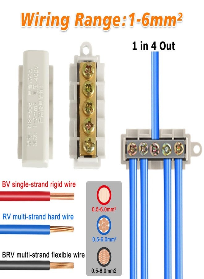 HUAREW 1 in 4 Out 60A Quick Wiring Splicing Terminal Connectors, 16-10 AWG Wire Splice Connectors(Pack of 6) - Image 5