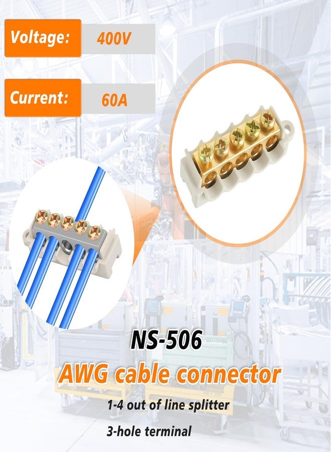 HUAREW 1 in 4 Out 60A Quick Wiring Splicing Terminal Connectors, 16-10 AWG Wire Splice Connectors(Pack of 6) - Image 4