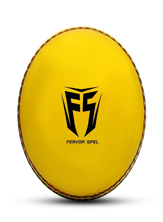 Fervor Spel Indoor Cricket Leather Ball - Genuine Yellow Leather Cricket Balls (Plastic Core) for Indoor Cricket Practice (Pack of 2) - Image 2