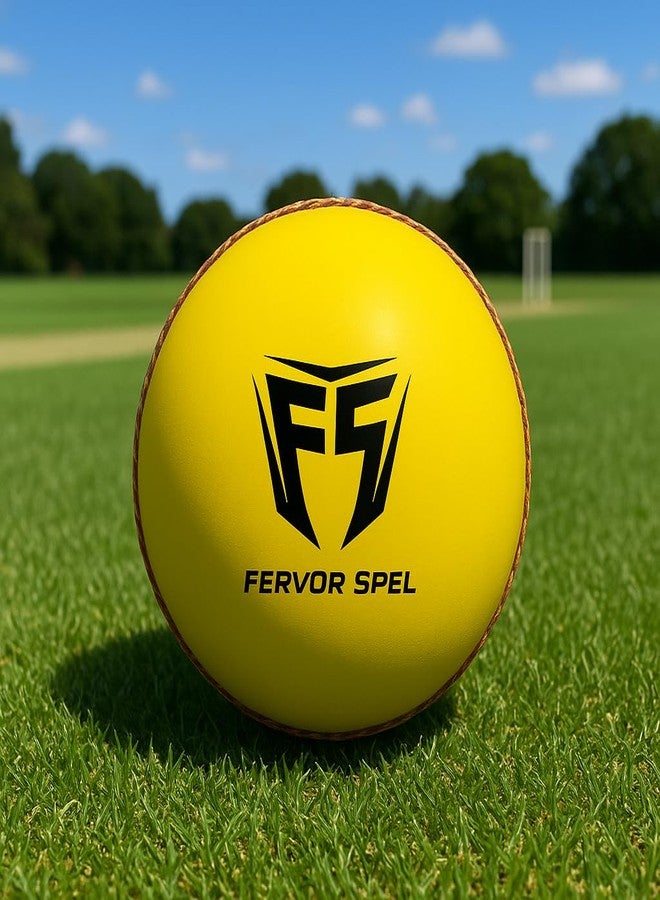 Fervor Spel Indoor Cricket Leather Ball - Genuine Yellow Leather Cricket Balls (Plastic Core) for Indoor Cricket Practice (Pack of 2) - Image 5