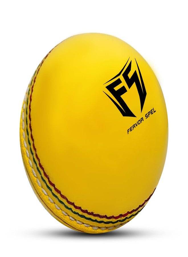 Fervor Spel Indoor Cricket Leather Ball - Genuine Yellow Leather Cricket Balls (Plastic Core) for Indoor Cricket Practice (Pack of 2) - Image 4