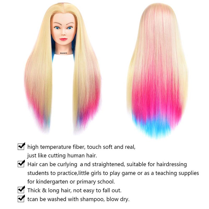 Morris 28 Inch Cosmetology Mannequin Head with Synthetic Hair Styling Head for Hairdresser Training Head Manikin Doll Head Long Hair Mannequin Head for Practice Braiding with Clamp (613) - Image 4