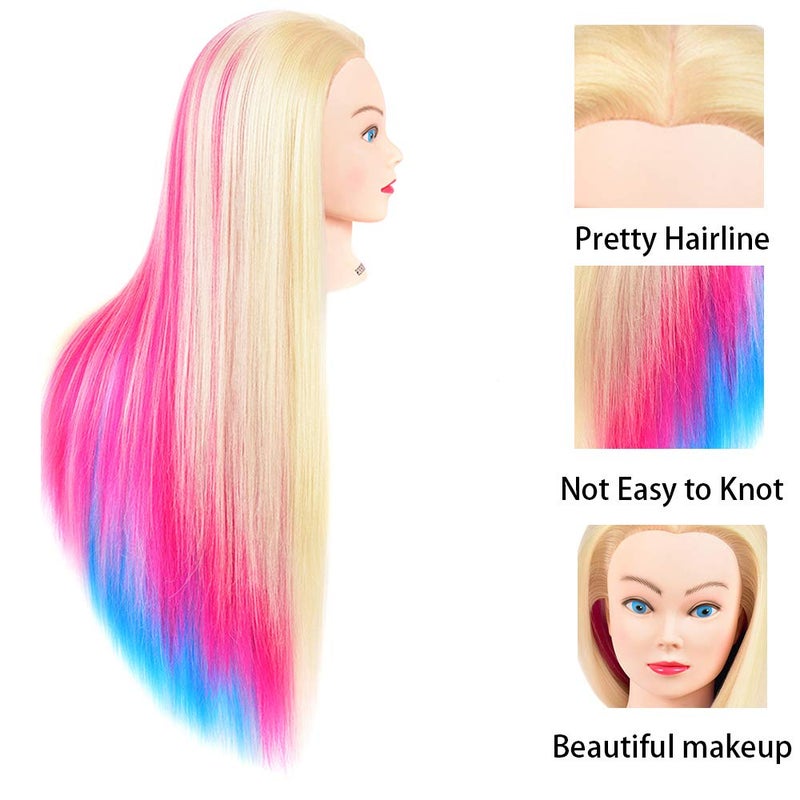 Morris 28 Inch Cosmetology Mannequin Head with Synthetic Hair Styling Head for Hairdresser Training Head Manikin Doll Head Long Hair Mannequin Head for Practice Braiding with Clamp (613) - Image 2