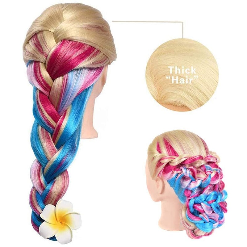 Morris 28 Inch Cosmetology Mannequin Head with Synthetic Hair Styling Head for Hairdresser Training Head Manikin Doll Head Long Hair Mannequin Head for Practice Braiding with Clamp (613) - Image 5