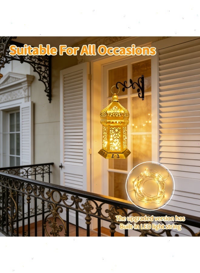 Yoawllty Ramadan Lights, Ramadan Lantern, Ramadan Decorations for Home, Vintage LED Lantern Hollow Design Decorations for Ramadan Holiday Table Decor - Image 4