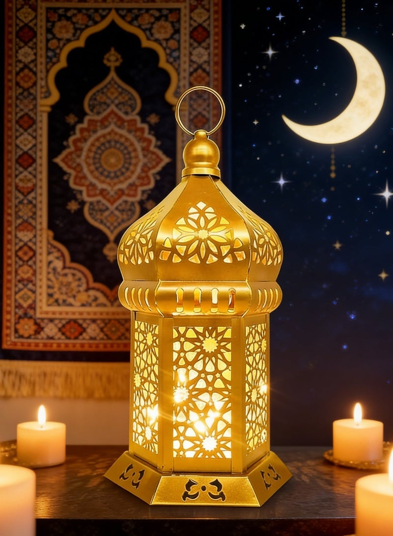 Yoawllty Ramadan Lights, Ramadan Lantern, Ramadan Decorations for Home, Vintage LED Lantern Hollow Design Decorations for Ramadan Holiday Table Decor - Image 3