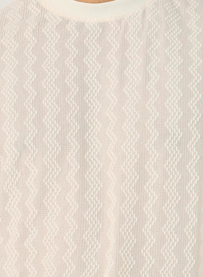 Styli Chevron Textured Short Sleeve Regular Fit T-Shirt