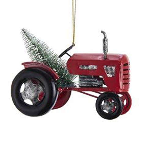 Kurt Adler Vintage Red Tractor 3 inch Metal Decorative Hanging Ornament Christmas