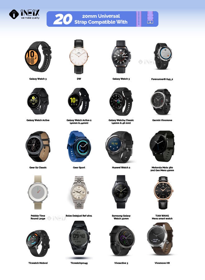 INEIX حزام استبدال سيليكون عالمي 20 مم لون لافندر - Image 4