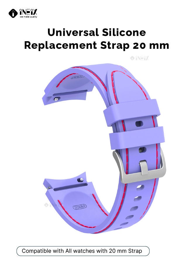 INEIX حزام استبدال سيليكون عالمي 20 مم لون لافندر - Image 1