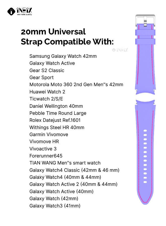 INEIX حزام استبدال سيليكون عالمي 20 مم لون لافندر - Image 3
