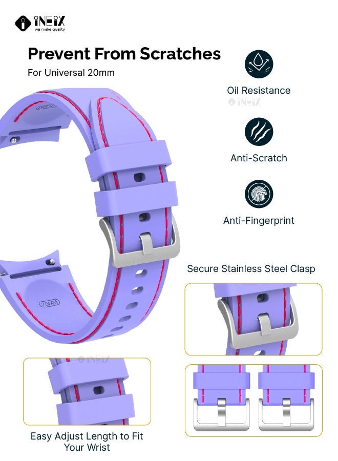INEIX حزام استبدال سيليكون عالمي 20 مم لون لافندر - Image 2