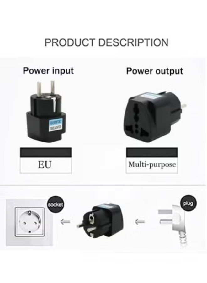 Chabeia （3 pack）UK to EU Plug Travel Adapter，Wall Power Charger，3-pin KSA/UAE/UK Plug Convert to 2-pin EU/Germany/France/Italy/Spain Socket Converter-Type， E/F European Adapter for KSA/ US/UK/JP/CN/AU（Black) - Image 2