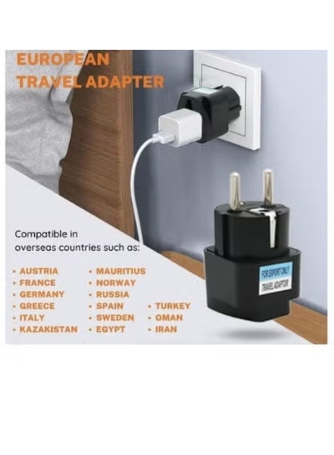 Chabeia （3 pack）UK to EU Plug Travel Adapter，Wall Power Charger，3-pin KSA/UAE/UK Plug Convert to 2-pin EU/Germany/France/Italy/Spain Socket Converter-Type， E/F European Adapter for KSA/ US/UK/JP/CN/AU（Black) - Image 4