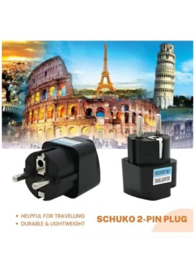 Chabeia （3 pack）UK to EU Plug Travel Adapter，Wall Power Charger，3-pin KSA/UAE/UK Plug Convert to 2-pin EU/Germany/France/Italy/Spain Socket Converter-Type， E/F European Adapter for KSA/ US/UK/JP/CN/AU（Black) - Image 3