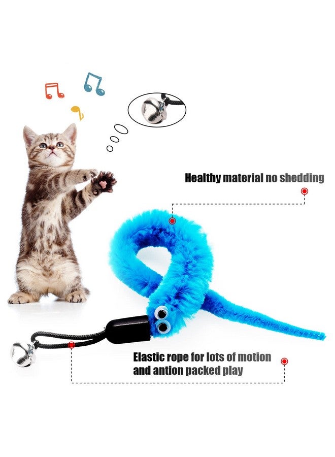 COBEE Cat Toys Wand Replacement, 6Pcs Furry Tail Worms With Bells + Cat Fishing Pole Toy, Cat Wand Toy Replacement Refills, Assorted Teaser Refills With Bell For Cat Kitten - Image 4