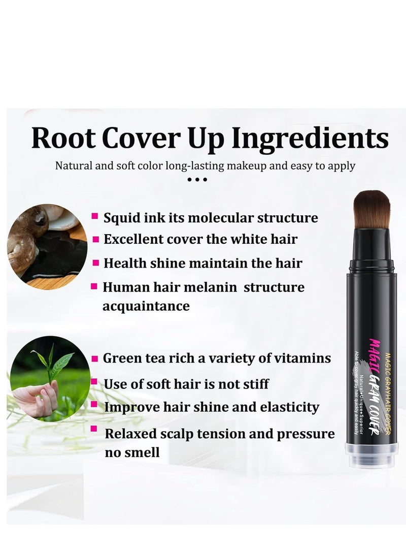 إيلهو عصا تصفيف الشعر النباتية التي يمكن التخلص منها Root Touch Up Hairline Powder Stick - تغطية رمادية مؤقتة ، قلم إسفنجي لتظليل الشعر مقاوم للماء لحشو الشعر وصبغ الجذر 20 مل - Image 5