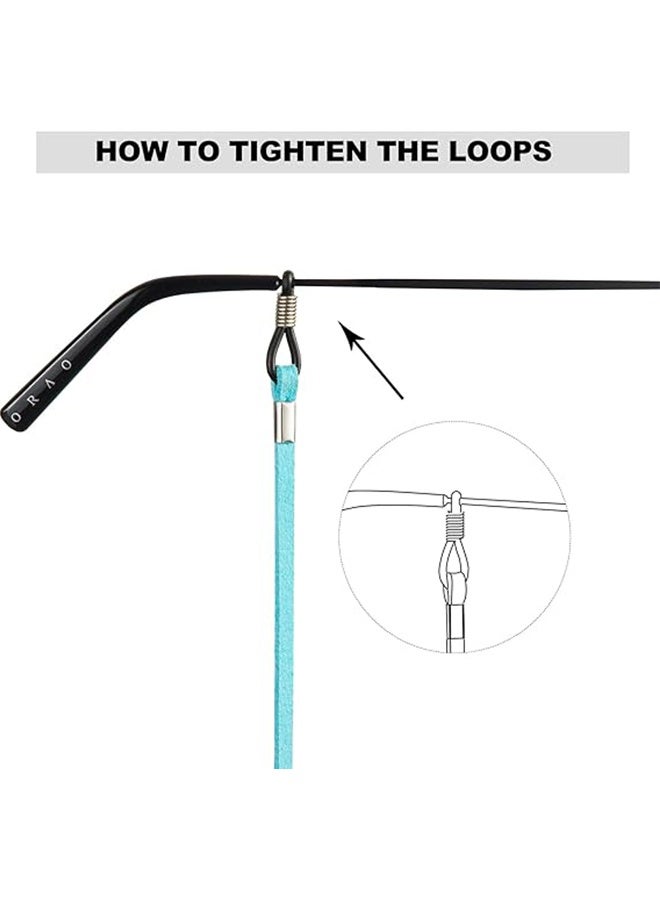 Ocean 5-Piece Leather Eyeglass Straps, Anti-slip Eyeglass Chains Lanyard, Adjustable Eyewear Retainers, Sport Sunglass Retainer Holder Strap, Lanyard Rope Eyewear Retainer for Men Women and Kids - Image 2