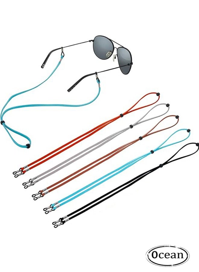 Ocean 5-Piece Leather Eyeglass Straps, Anti-slip Eyeglass Chains Lanyard, Adjustable Eyewear Retainers, Sport Sunglass Retainer Holder Strap, Lanyard Rope Eyewear Retainer for Men Women and Kids - Image 1