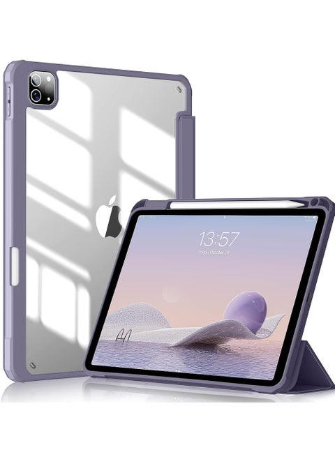 Case Cover For Apple iPad Pro 11 inch (2022/2021/2020/2018) Generation with Pencil Holder, [Support Apple Pencil Charging and Touch ID], Clear Transparent Case with Auto Wake/Sleep