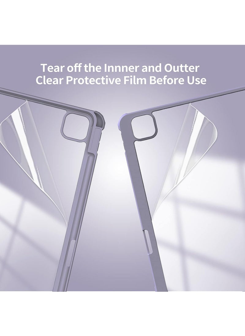Case Cover For Apple iPad Pro 11 inch (2022/2021/2020/2018) Generation with Pencil Holder, [Support Apple Pencil Charging and Touch ID], Clear Transparent Case with Auto Wake/Sleep