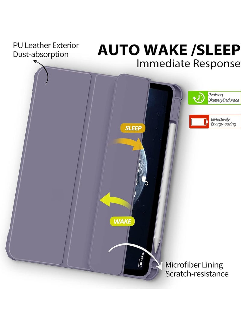 Case Cover For Apple iPad Pro 11 inch (2022/2021/2020/2018) Generation with Pencil Holder, [Support Apple Pencil Charging and Touch ID], Clear Transparent Case with Auto Wake/Sleep