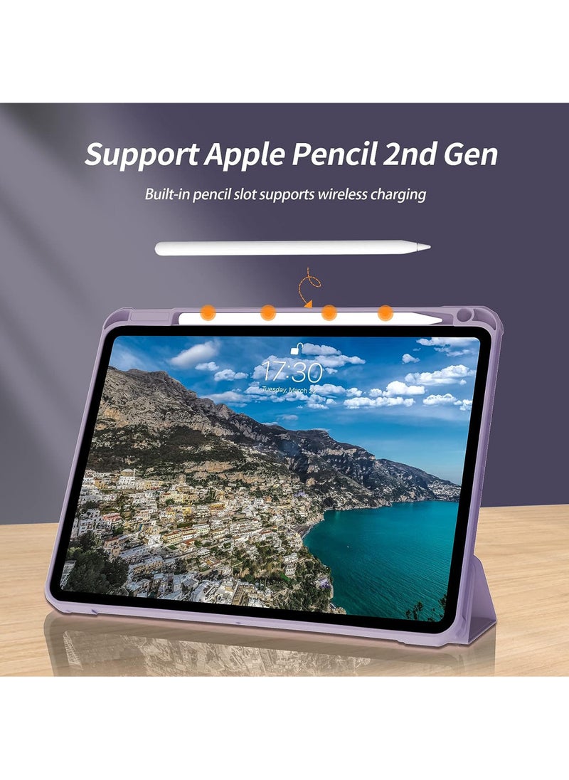Case Cover For Apple iPad Pro 11 inch (2022/2021/2020/2018) Generation with Pencil Holder, [Support Apple Pencil Charging and Touch ID], Clear Transparent Case with Auto Wake/Sleep