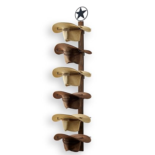 Paladin P-ALADIN Cowboy Hat Holder, Cowboy Hat Rack for Wall, 6-Piece Wall-Mount Western Hat Organizer with Wooden Board – Storage Hat Holder Organizer - Image 1