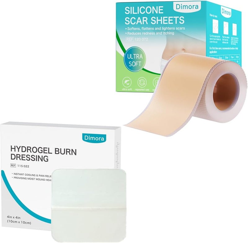 Dimora Hydrogel Burn Dressing 4 x 4  Waterproof Silicone Scar Sheets - Image 1