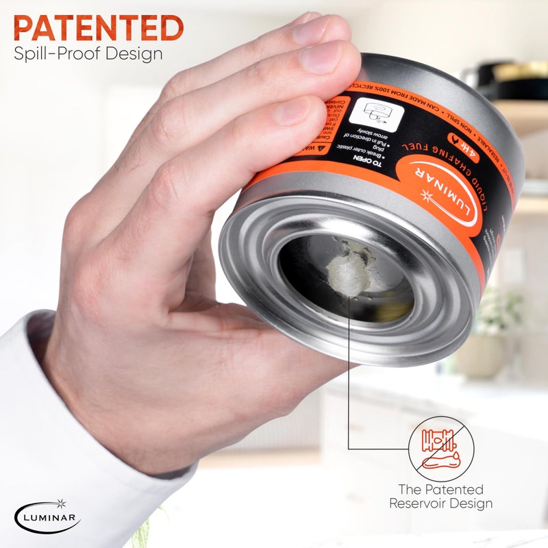 Luminar Resealable-Wick Chafing Fuel Cans, 24 Pack, 4 Hour - Premium Quality Burners for Food Warmers - No More Spills, Waste, or Hassle - Perfect for Convenient, and Long-Lasting Event Catering - Image 2