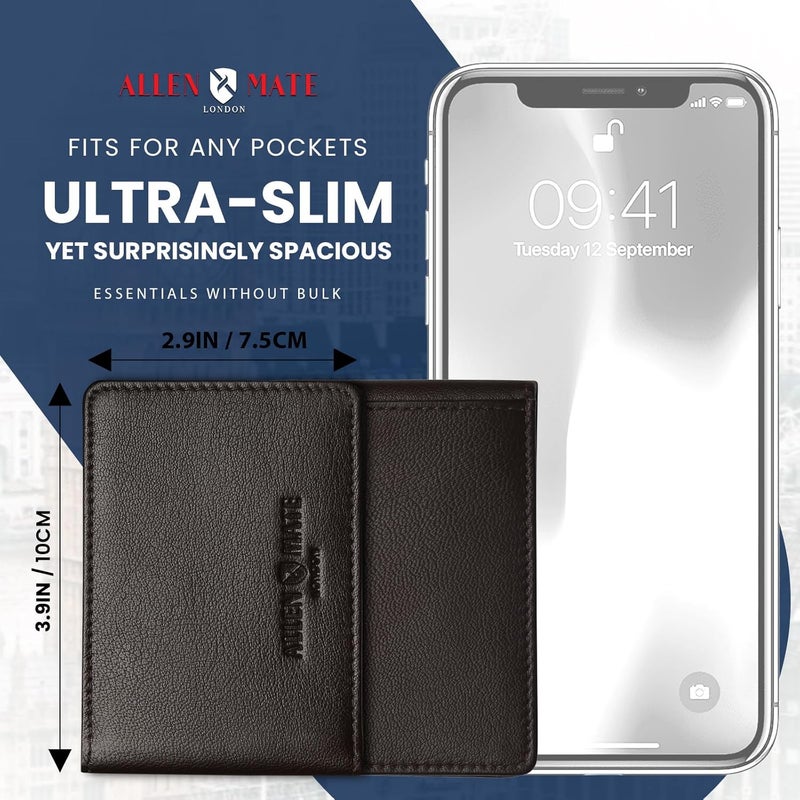 ALLEN & MATE 100% LEATHER Travel Pass Card Holder/Driving License, Metro, Ventra, Smart Card, Minimalist Wallet Credit Card Holder (Brown Premium) - Image 3