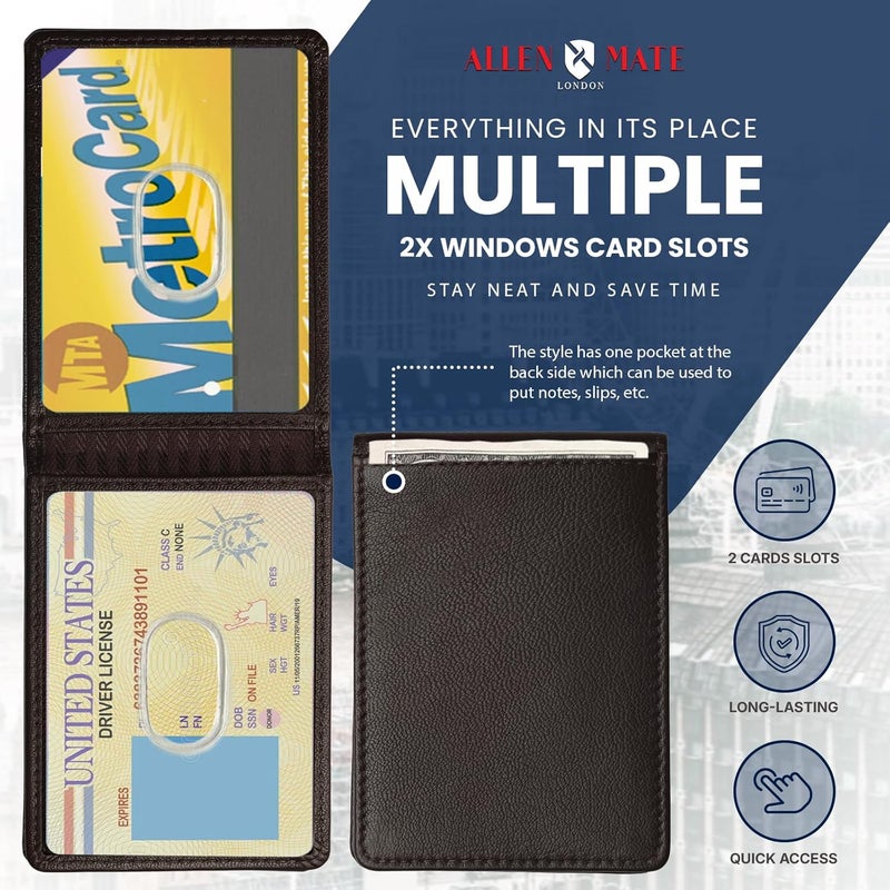 ALLEN & MATE 100% LEATHER Travel Pass Card Holder/Driving License, Metro, Ventra, Smart Card, Minimalist Wallet Credit Card Holder (Brown Premium) - Image 4