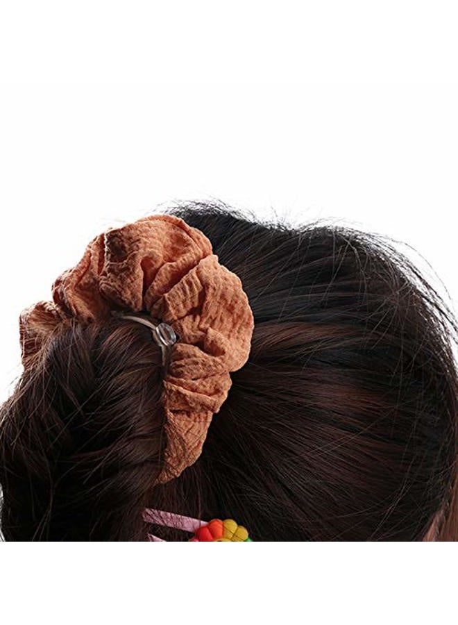 KINFENE 8 Pack Soft Linen Cotton Fabric Sleep Hair Scrunchies Skin Friendly Hair Bobbles Elastics Ponytail Holders Hair Wrist Ties Bands Cloth Scrunchies for Show Gym Dance Party Club Girl Women - Image 2