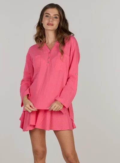 Just Nature Relaxed V-Neck Long Sleeve Top