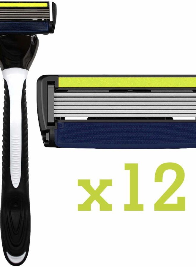 ShaveMOB 6-Blade Men's Razor Kit (Flex Head Handle 12 Refills) - The Caveman Shaving Kit - Image 2