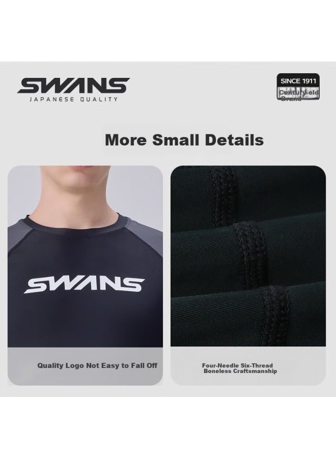 Speed Vision Swans Men's Short Sleeve Quick Dry Swimwear Large Size Elastic Diving Surfing Suit Grey L - Image 4