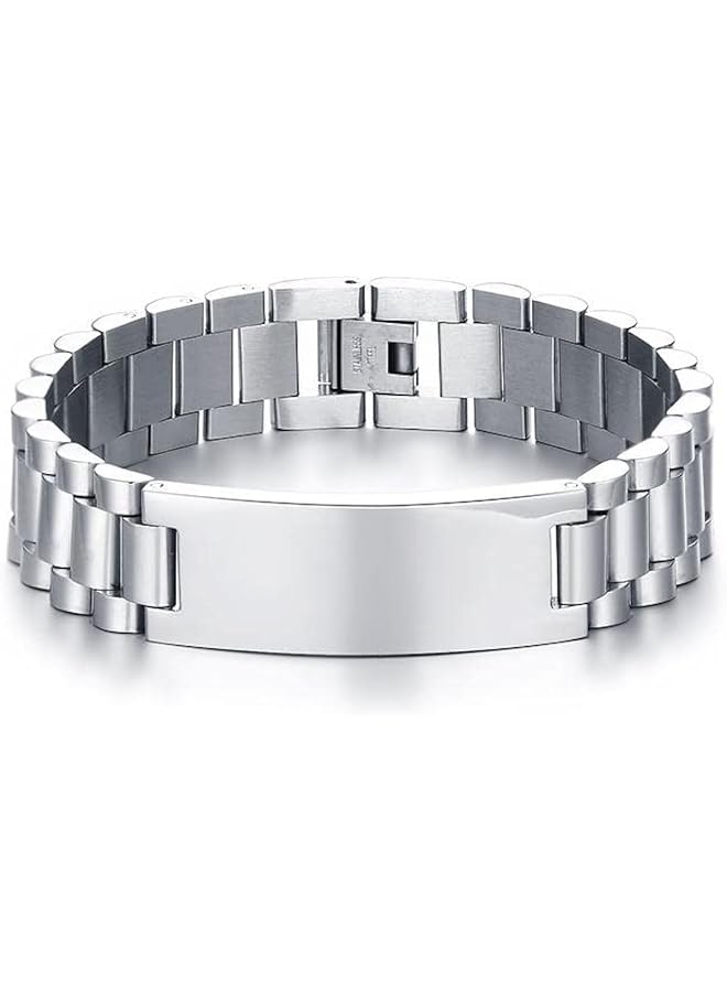 AC&L Titanium Steel Bracelet for Men Silver Color