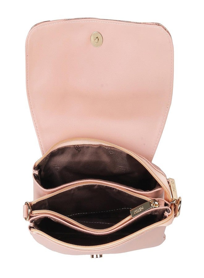 Metro Peach Faux Leather Secure Magnet Snap Casual Sling Bag For Women (230-15) - Image 2