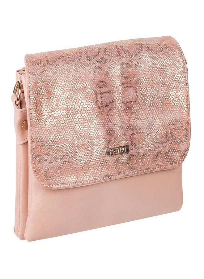 Metro Peach Faux Leather Secure Magnet Snap Casual Sling Bag For Women (230-15) - Image 5