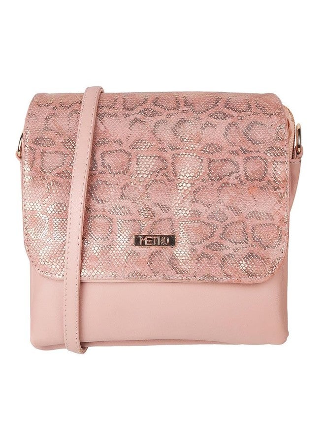 Metro Peach Faux Leather Secure Magnet Snap Casual Sling Bag For Women (230-15) - Image 1