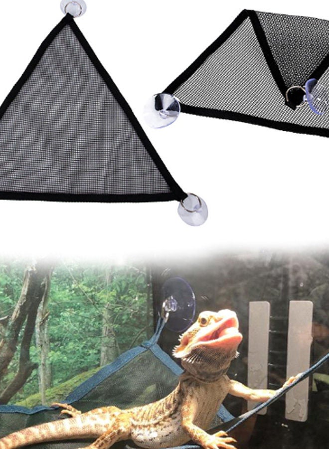 Generic 2-Piece Pet Hammock Hanging Triangular Swing Net Bed Set Black  - Image 2
