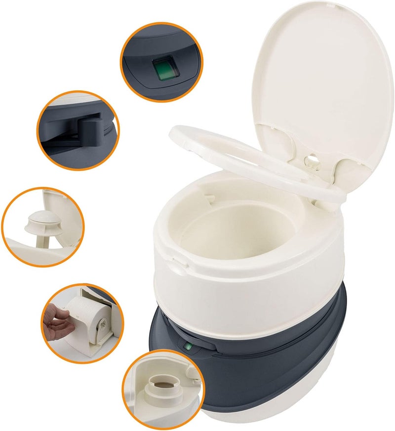 RecPro Newavo Evo Portable Camping Toilet | for RV and Camper | Convenient Floor Mount | 5.3Gal Capacity - Image 1