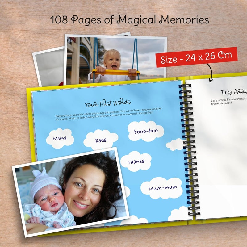 Zaslan Baby Memory Book with Photo Album for First 5 Years - A Milestone Book to Record Every Event from Birth to Age 5 for Baby Boy or Girl | 108 Pages | Gift for Pregnancy, Newborn & New Parents - Image 5