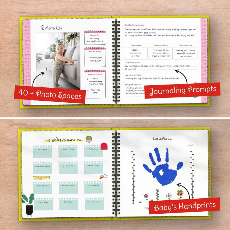 Zaslan Baby Memory Book with Photo Album for First 5 Years - A Milestone Book to Record Every Event from Birth to Age 5 for Baby Boy or Girl | 108 Pages | Gift for Pregnancy, Newborn & New Parents - Image 3