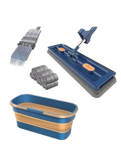 XiuWoo Multi-Functional Mop and Bucket Set with 6 Pads , Large Flat Mop with Wringer, 360° Rotating Mops with Washable Pads, for Home Floor Cleaning,Blue  - Image 2