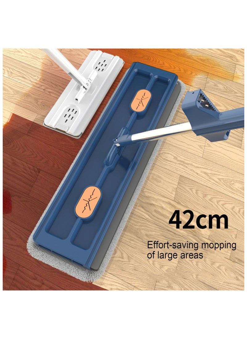 XiuWoo Multi-Functional Mop and Bucket Set with 6 Pads , Large Flat Mop with Wringer, 360° Rotating Mops with Washable Pads, for Home Floor Cleaning,Blue  - Image 3