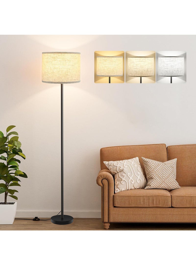 Uwals Floor Lamp with 9W Bulb, 3 Color Temperatures, Adjustable Beige Shade - Ideal for Living Room Bedroom Office Classroom Dorm Apartment  - Image 1
