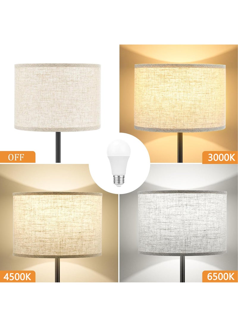 Uwals Floor Lamp with 9W Bulb, 3 Color Temperatures, Adjustable Beige Shade - Ideal for Living Room Bedroom Office Classroom Dorm Apartment  - Image 3